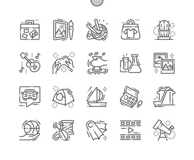 Hobiler iyi hazırlanmış piksel mükemmel vektör ince çizgi simgeler 30 2 x kılavuz Web grafikleri ve Apps. Basit en az piktogram