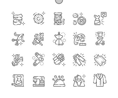 İyi hazırlanmış piksel mükemmel vektör ince çizgi simgeler 30 2 dikiş kılavuz Web grafikleri ve Apps-x. Basit en az piktogram