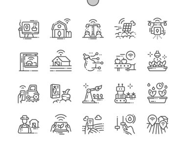 Akıllı çiftlik iyi hazırlanmış piksel mükemmel vektör ince çizgi simgeler 30 2 x kılavuz Web grafikleri ve Apps. Basit en az piktogram