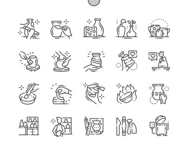 Seramik üretim Well-crafted piksel mükemmel vektör ince çizgi simgeler 30 2 x kılavuz Web grafikleri ve Apps. Basit en az piktogram
