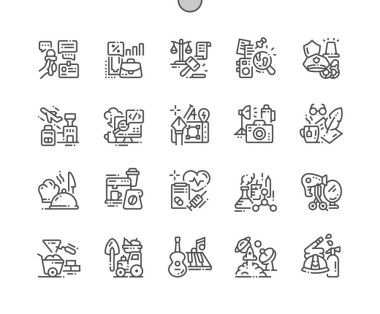 Meslekler iyi hazırlanmış piksel mükemmel vektör ince çizgi simgeler 30 2 x kılavuz Web grafikleri ve Apps. Basit en az piktogram