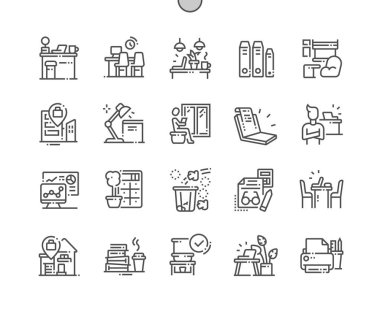 Çalışma alanı'nı iyi hazırlanmış piksel mükemmel vektör ince çizgi simgeler 30 2 x kılavuz Web grafikleri ve Apps. Basit en az piktogram