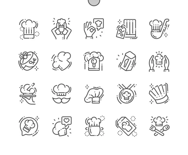 Капелюх Шеф Кухаря Добре Розроблений Pixel Perfect Vector Thin Line — стоковий вектор