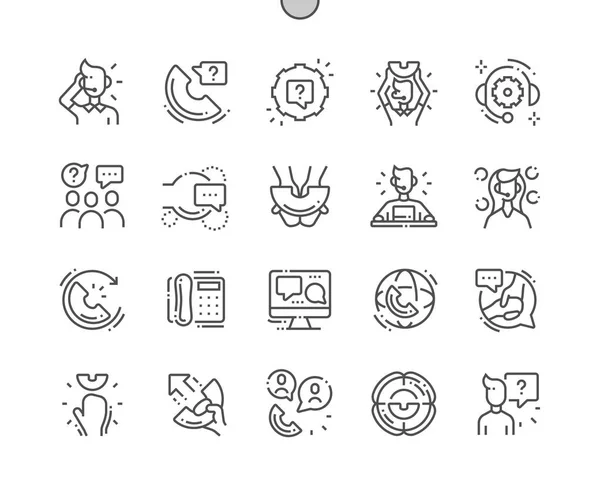 Serviço Suporte Pixel Bem Trabalhado Perfect Vector Thin Line Icons — Vetor de Stock