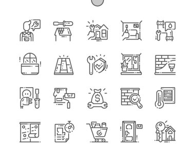 Genel onarım kavramları Well-crafted piksel mükemmel vektör ince çizgi simgeler 30 2 x kılavuz Web grafikleri ve Apps. Basit en az piktogram