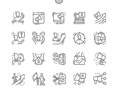 Promosyon iyi hazırlanmış piksel mükemmel vektör ince çizgi simgeler 30 2 x kılavuz Web grafikleri ve Apps. Basit en az piktogram
