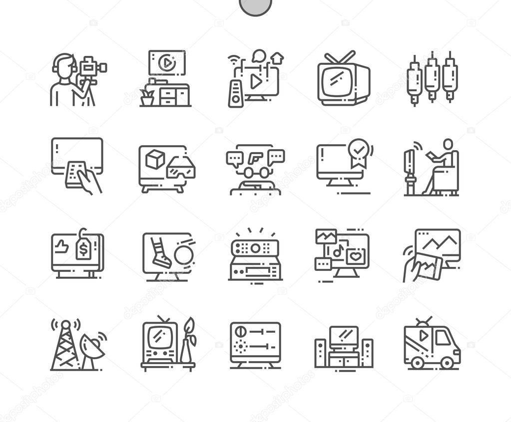 Television Well-crafted Pixel Perfect Vector Thin Line Icons 30 2x Grid for Web Graphics and Apps. Simple Minimal Pictogram