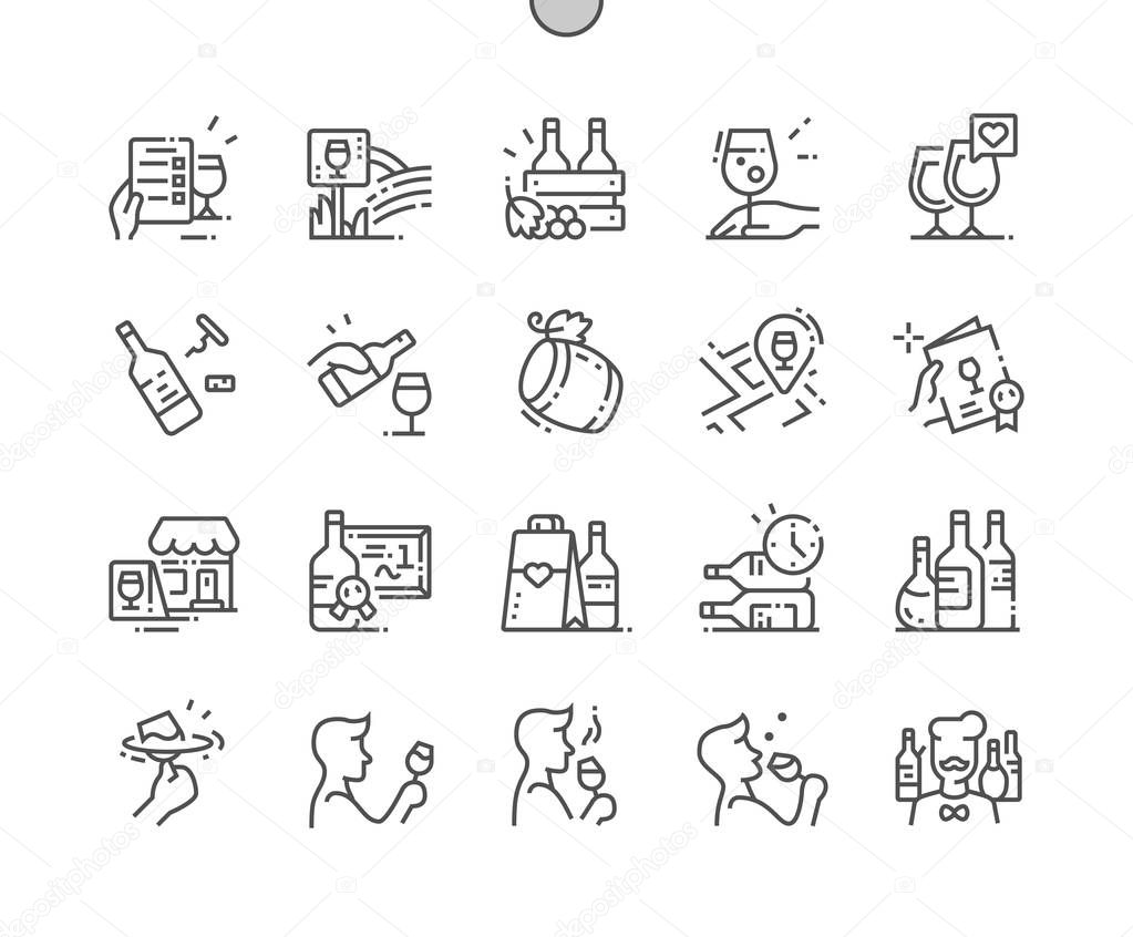 Wine Well-crafted Pixel Perfect Vector Thin Line Icons 30 2x Grid for Web Graphics and Apps. Simple Minimal Pictogram