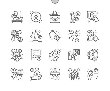 Girişimci Iyi hazırlanmış Pixel Perfect Vector İnce Çizgi Simgeler 30 2x Grid Web Grafik ve Apps için. Basit Minimal Piktogram