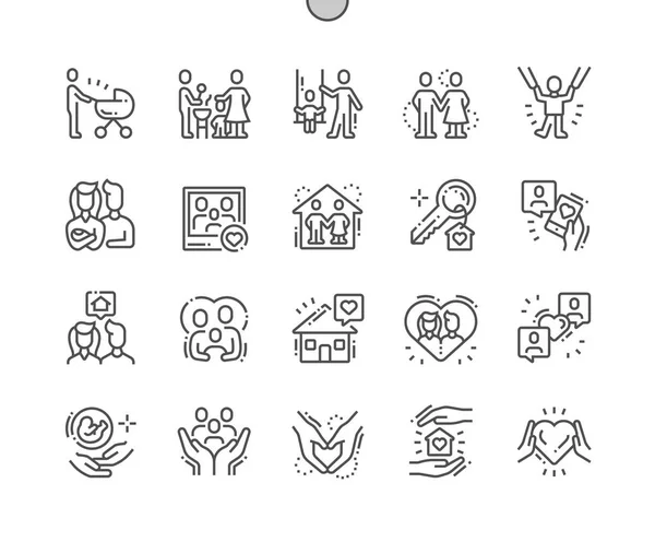 Family Well-craded Pirelli Perfect Vector Thin Line Icons 30 Grid for Web Graphics and Entertainment. Минимальная пиктограмма — стоковый вектор