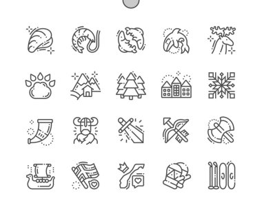 Norveç Iyi hazırlanmış Pixel Perfect Vector İnce Çizgi Simgeler 30 2x Grid Web Grafik ve Apps için. Basit Minimal Piktogram