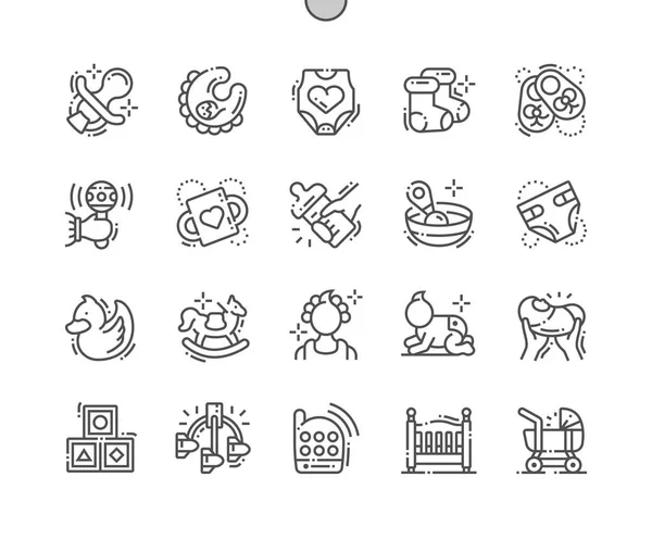 Baby Well-crafted Pixel Perfect Vector Thin Line Icons 30 2x Grid for Web Graphics and Apps. Simple Minimal Pictogram — Stock Vector