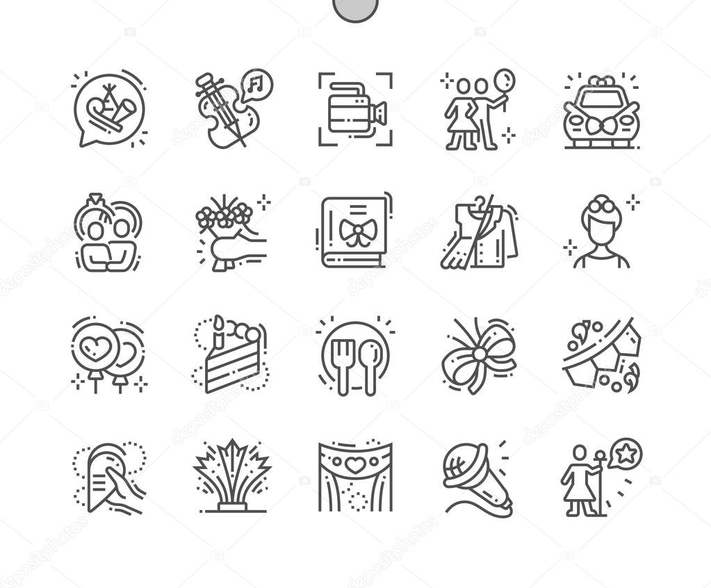 Celebrations Well-crafted Pixel Perfect Vector Thin Line Icons 30 2x Grid for Web Graphics and Apps. Simple Minimal Pictogram