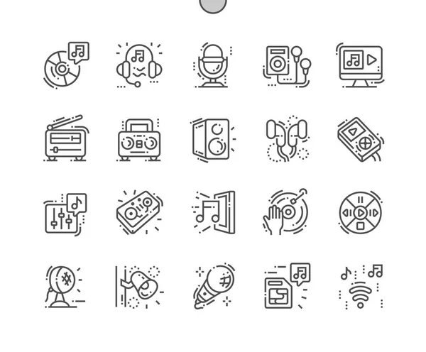 Music Devices Well-crafted Pixel Perfect Vector Thin Line Icons 30 2x Grid for Web Graphics and Apps. Simple Minimal Pictogram — Stock Vector