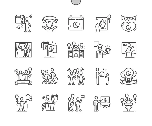 Kedaulatan Nasional Nisan dan Hari Childrens Pixel Perfect Vector Thin Line Icons 30 2x Grid for Web Graphics and Apps. Pictogram Minimal Sederhana - Stok Vektor