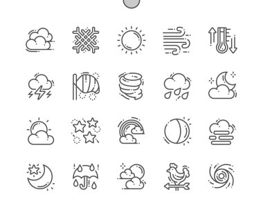 Hava tahmini Iyi hazırlanmış Pixel Perfect Vector İnce Çizgi Simgeler 30 2x Grid Web Graphics ve Apps için. Basit Minimal Piktogram