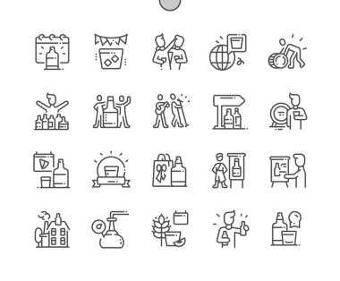 Spirit of Speyside Whisky Festivali İyi hazırlanmış Pixel Perfect Vector İnce Çizgi Simgeler 30 2x Grid Web Graphics ve Apps için. Basit Minimal Piktogram