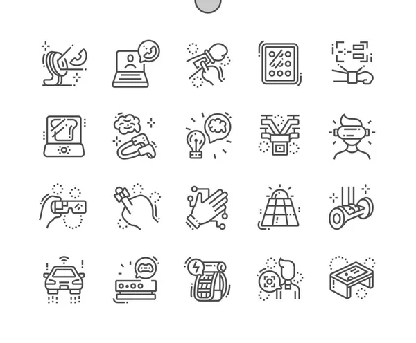 Gelecek gadget'lar Iyi hazırlanmış Pixel Perfect Vector İnce Çizgi Simgeler 30 2x Grid Web Grafik ve Apps için. Basit Minimal Piktogram — Stok Vektör