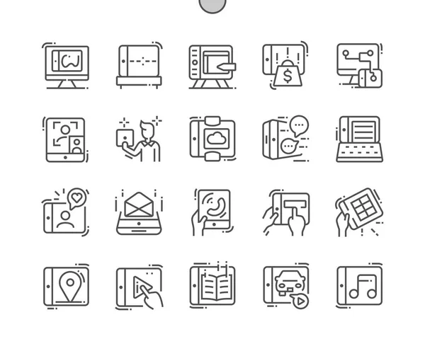 Применение Pixel Perfect Vector Thin Line Icons 30 Grid for Web Graphics and Pixel. Минимальная пиктограмма — стоковый вектор