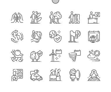 Uluslararası İklim Günü Iyi hazırlanmış Pixel Perfect Vector İnce Çizgi Simgeler 30 2x Grid Web Grafik ve Apps için. Basit Minimal Piktogram