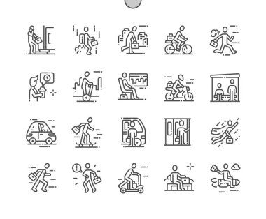 İnsanlar Iyi hazırlanmış Pixel Perfect Vector İnce Çizgi Simgeleri 30 2x Grid Web Grafik ve Apps için çalışmaya gidin. Basit Minimal Piktogram