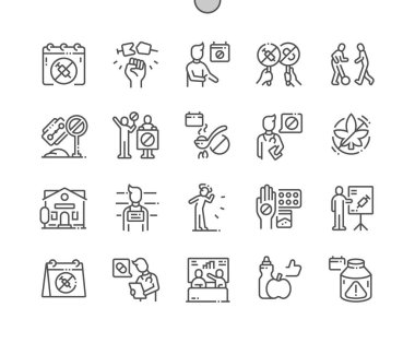 Uluslararası Uyuşturucu Bağımlılığı ve Yasadışı Ticareti Karşı Gün Iyi hazırlanmış Pixel Perfect Vector İnce Çizgi Simgeler 30 2x Grid Web Grafik ve Apps için. Basit Minimal Piktogram