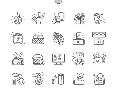 Taşınabilir Bluetooth Hoparlör Iyi hazırlanmış Pixel Perfect Vector İnce Çizgi Simgeler 30 2x Grid Web Grafik ve Uygulamalar için. Basit Minimal Piktogram