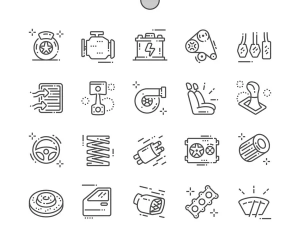 Auto parts Well-crafted Pixel Perfect Vector Thin Line Icons 30 2x Grid for Web Graphics and Apps. Simple Minimal Pictogram — Stock Vector