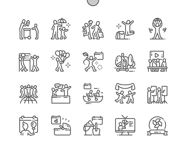 Internationale Kindertag gut gemachte Pixel perfekte Vektor Thin Line Icons 30 2x Raster für Web-Grafiken und Apps. einfaches minimales Piktogramm — Stockvektor