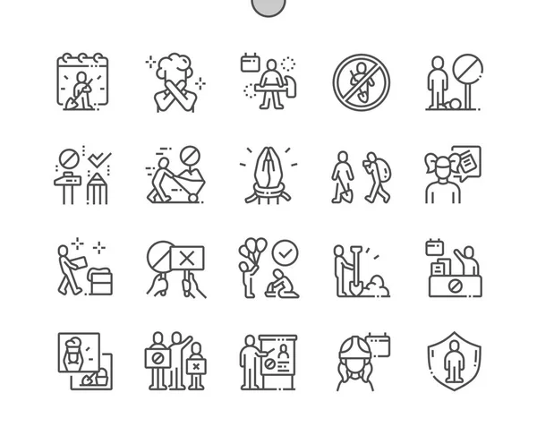 World Day Against Child Labour Well-crafted Pixel Perfect Vector Thin Line Icons 30 2x Grid for Web Graphics and Apps (dalam bahasa Inggris). Pictogram Minimal Sederhana - Stok Vektor
