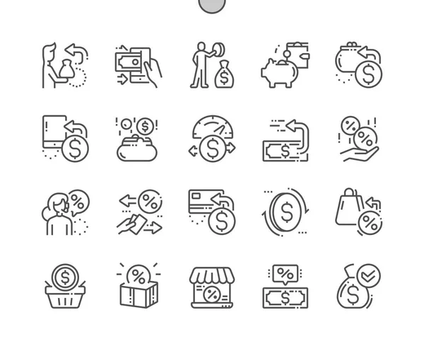 Сервис кешбэка Pixel Perfect Vector Thin Line Icons 30 Grid for Web Graphics and Products. Минимальная пиктограмма — стоковый вектор