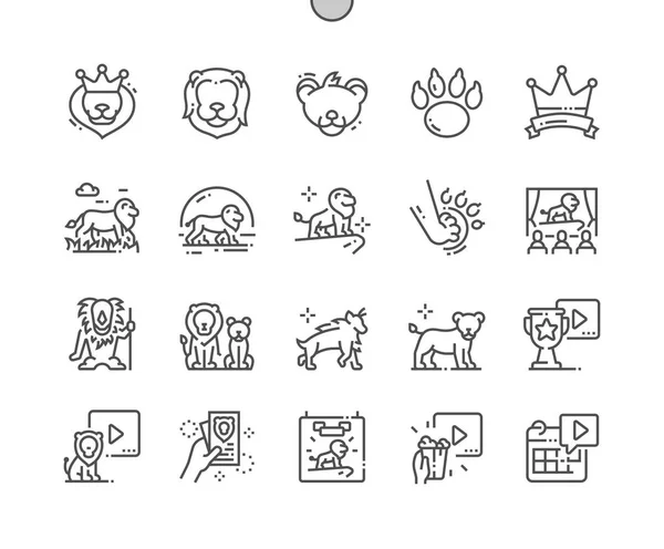 Lion Leader Well-cracked Pirelli Perfect Vector Thin Line Icons 30 Grid for Web Graphics and Entertainment. Минимальная пиктограмма — стоковый вектор