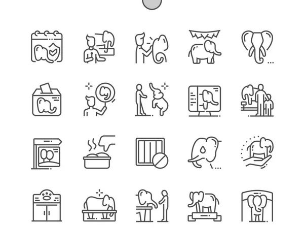 Internationaler Aktionstag für Elefanten in Zoos, idaez gut gemachte Pixel perfekte Vektor Thin Line Icons 30 2x Raster für Web-Grafiken und Apps. einfaches minimales Piktogramm — Stockvektor
