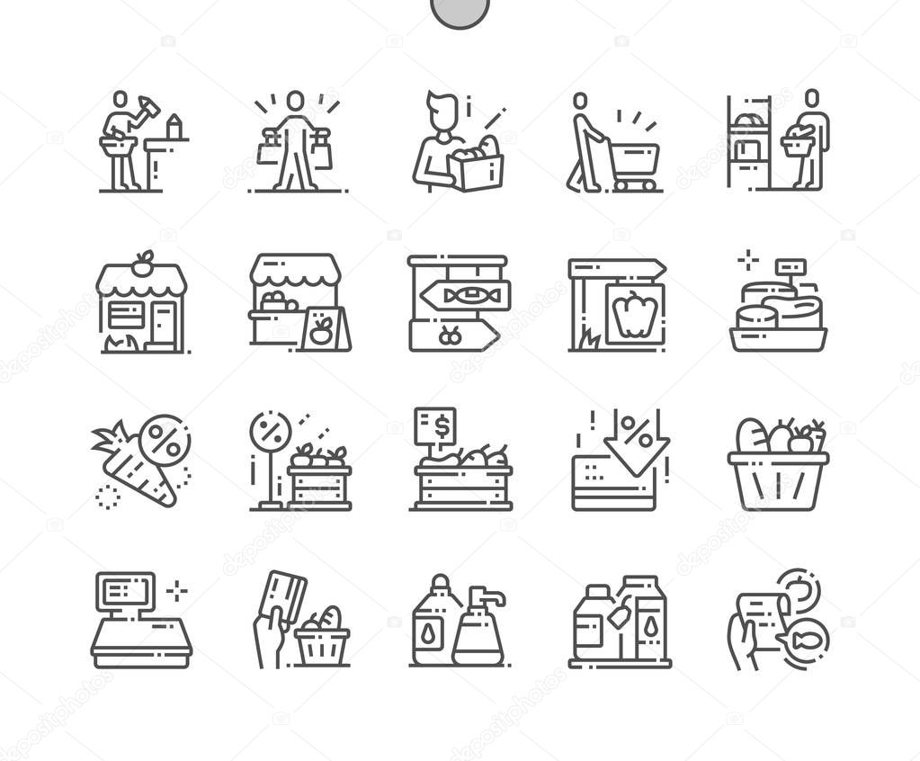 Grocery Well-crafted Pixel Perfect Vector Thin Line Icons 30 2x Grid for Web Graphics and Apps. Simple Minimal Pictogram