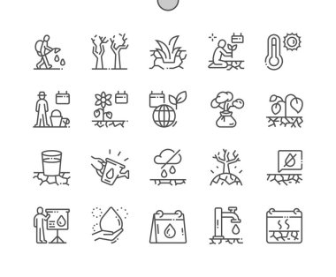 Dünya günü Çölleşme ve kuraklık Iyi hazırlanmış Pixel mükemmel vektör Ince çizgi simgeler 30 2x Grid Web grafik ve uygulamalar için mücadele. Basit minimal piktogram