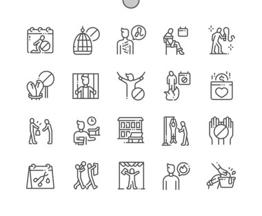 Işkence kurbanları destek uluslararası gün Iyi hazırlanmış piksel mükemmel vektör Ince çizgi simgeler 30 2x Grid Web grafik ve uygulamalar için. Basit minimal piktogram