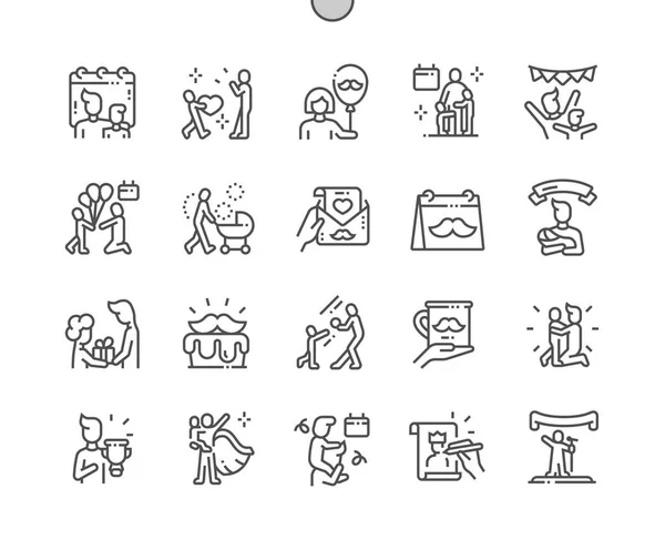 Fäder Day väl utformad pixel perfekt vektor tunna linje ikoner 30 2x rutnät för webbgrafik och appar. Enkelt minimalt piktogram — Stock vektor