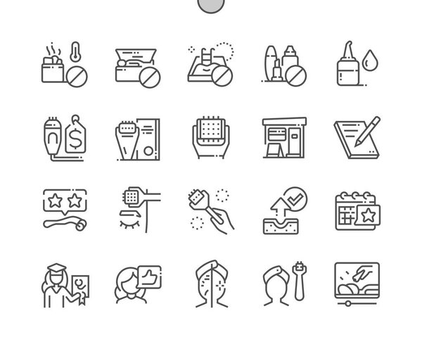 Тонкие иконки Pixel Perfect Vector Thin Line 30 Grid для веб-графики и видео. Минимальная пиктограмма
