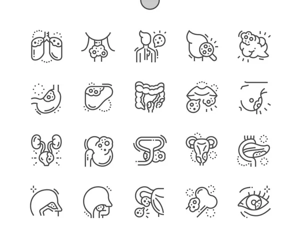 Cancro Ben realizzato Pixel Perfect Vector Thin Line Icons 30 2x Griglia per Web Graphics e Apps. Pittogramma minimale semplice — Vettoriale Stock