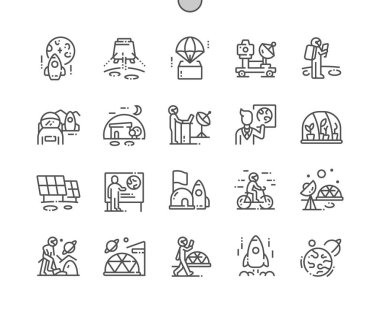 Misyon Mars Iyi hazırlanmış Pixel Perfect vektör Ince çizgi simgeler 30 2x Grid Web grafik ve uygulamalar için. Basit minimal piktogram