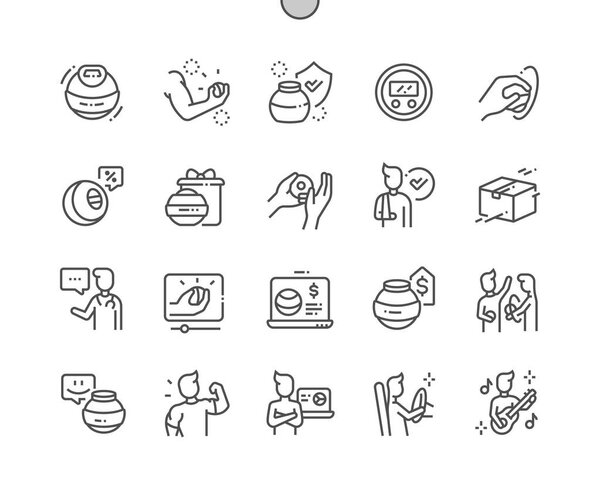 Ручной экспандер Pixel Perfect Vector Thin Line Icons 30 2x Grid для веб-графики и приложений. Минимальная пиктограмма
