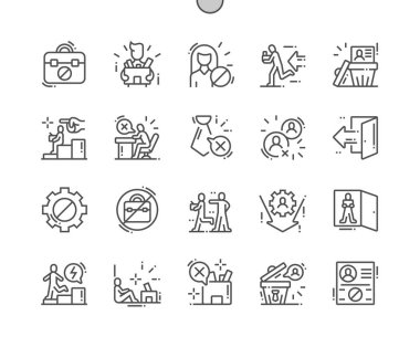 Dismssal İyi hazırlanmış Pixel Perfect Vector İnce Çizgi Simgeler 30 2x Grid Web Grafik ve Apps için. Basit Minimal Piktogram
