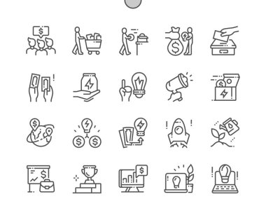Crowdfunding Well-crafted Pixel Perfect Vector Thin Line Icons 30 2x Grid for Web Graphics and Apps. Simple Minimal Pictogram clipart