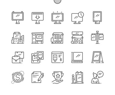 Outdoor advertising Well-crafted Pixel Perfect Vector Thin Line Icons 30 2x Grid for Web Graphics and Apps. Simple Minimal Pictogram clipart