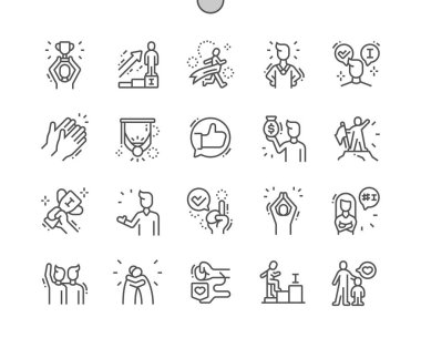 Övülen ve memnun insanlar Iyi hazırlanmış Pixel Perfect Vector İnce Çizgi Simgeler 30 2x Grid Web Graphics ve Apps için. Basit Minimal Piktogram