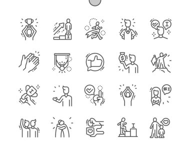 Praised and satisfied people Well-crafted Pixel Perfect Vector Thin Line Icons 30 2x Grid for Web Graphics and Apps. Simple Minimal Pictogram clipart