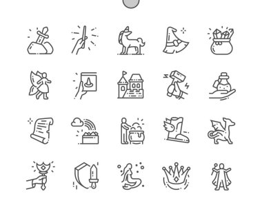 Fantasy 2 İyi hazırlanmış Pixel Perfect Vector İnce Çizgi Simgeler 30 2x Grid Web Grafik ve Uygulamalar için. Basit Minimal Piktogram