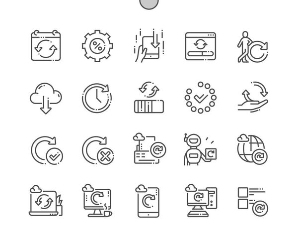 Автоматическое обновление Pixel Perfect Vector Thin Line Icons 30 2x Grid для веб-графики и приложений. Минимальная пиктограмма
