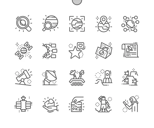 Space research Well-crafted Pixel Perfect Vector Thin Line Icons 30 2x Grid for Web Graphics and Apps. Simple Minimal Pictogram — Stock Vector