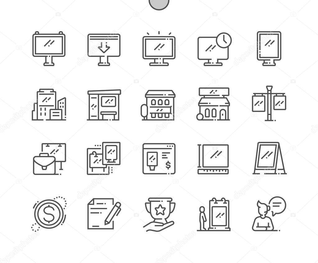 Outdoor advertising Well-crafted Pixel Perfect Vector Thin Line Icons 30 2x Grid for Web Graphics and Apps. Simple Minimal Pictogram